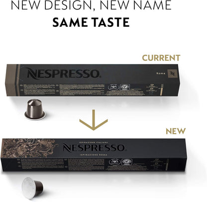 Nespresso: Original Line, Roma Intenso Capsules, Medium Roast Espresso Coffee, 50 Pods
